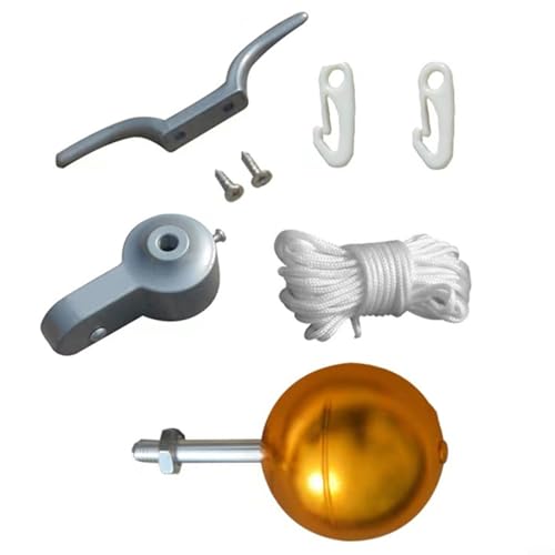 Fahnenmast-Komplettzubehör Set Aluminium Gold Kugel Ornament Robustes Polyester Halyard Flaschenzug und Drehhaken Passend für 2 Zoll Fahnenmast für US Standard Flaggen Outdoor Anwendungen(ball1) von URPIZY