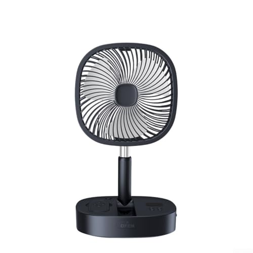Faltbarer USB Wiederaufladbarer Bodenventilator mit abnehmbarem Frontgitter Fernbedienung 5 Geschwindigkeiten und Timer Platzsparendes Design für Schlafzimmer 180° verstellbar Teleskopisch(blue) von URPIZY