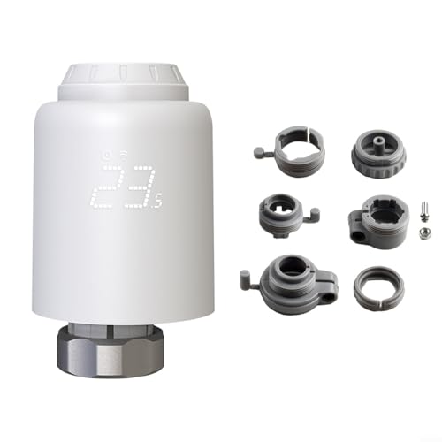 Für Zigbee Smart Heizkörperthermostat mit LCD Display, Intelligente Temperaturregelung für Heizkörper mit App Steuerung und 6 Adaptern von URPIZY