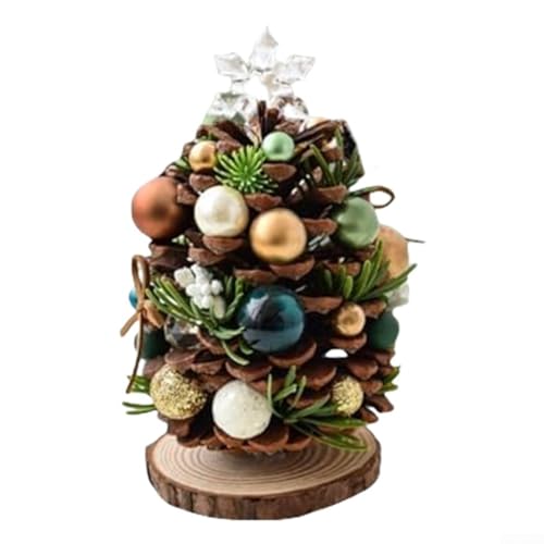 Holz Weihnachtlicher Desktop Baum Dekoration Kunstvolles Handwerk Kompakte Größe 17x10x12cm Mehrfarbig Tischdeko für Zuhause und Büro Saisonal festliche Atmosphäre(C) von URPIZY