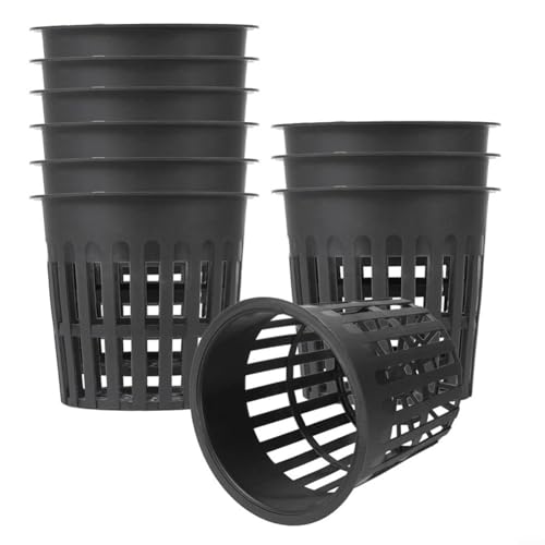 Hydroponik Netztöpfe 11cm Kunststoff Mesh Töpfe für Pflanzenzucht Gartenbau Wasserpflanzen Anzucht Drainage System Schwarz 12/24 Stück Set(12pcs) von URPIZY