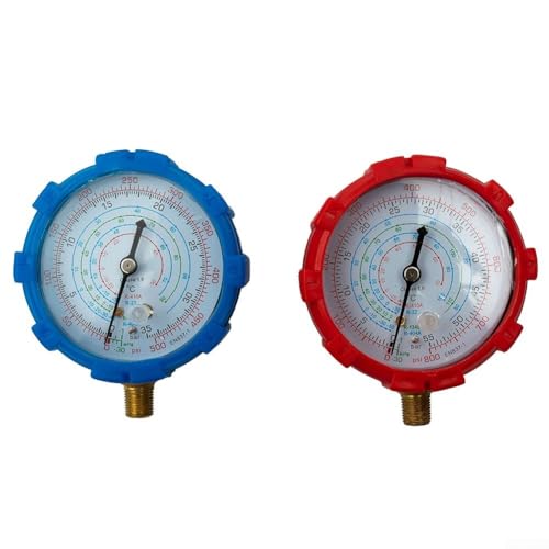 Klimaanlagen Manometer Set 2 Stück R410A R404A R134A R22 Druckmesser Kit Präziser PSI KPA Hochdruck und Niederdruck Messgerät Robuste Konstruktion Für Wartung und Reparatur von Klimaanlagen von URPIZY