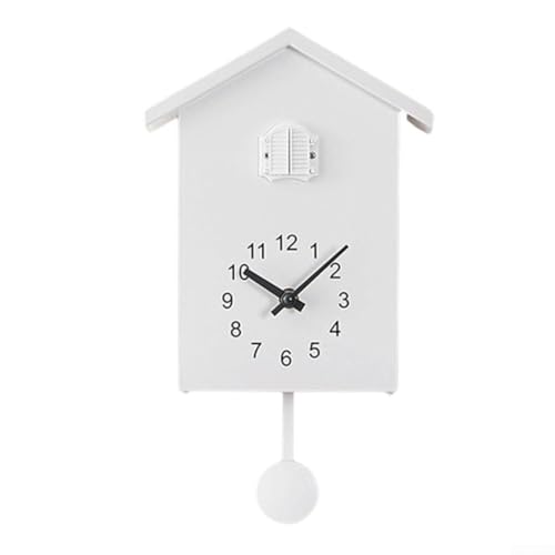 Kuckucksuhr Moderne Wanduhr Mit Vogelstimmen Batteriebetrieben Pendel Uhr Vogelhäuschen Design Dekorative Uhr Für Wohnzimmer Büro Schlafzimmer Küche Weiß Grün Blau(White) von URPIZY
