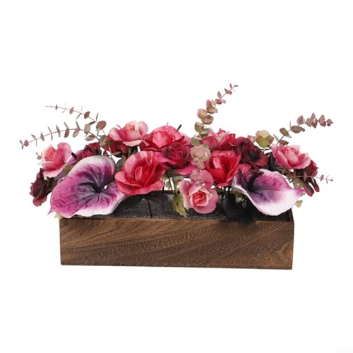 Kunstranke Blumendeko Im Topf Holz, Schaum Und Stoff Für Tischdeko, Balkon Oder Wohnzimmer, Wetterfest Und Pflegeleicht, Elegante Künstliche Blumenarrangement Für Hochzeit, Terrasse Und Garten von URPIZY