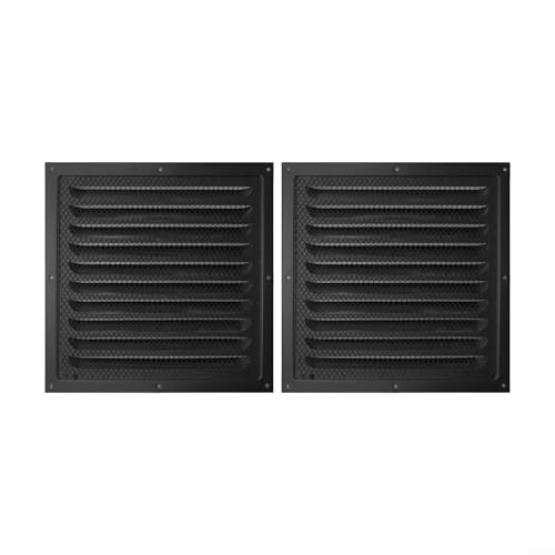 Lamellen-Entlüftungsgitterabdeckung Edelstahl Insektenschutz Schutz für HLK-Systeme Luftzirkulation Belüftungsgitter robust Schwarz 25x25 cm Decken Seitenwände Gewerbliche Räume(2pcs) von URPIZY