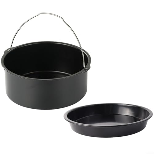 Luftfritteuse Zubehör Set 2-teilig Antihaftbeschichtete Backform Pizzaform Kuchenform Backblech für 6/7/8 Zoll Heißluftfritteuse(7in) von URPIZY