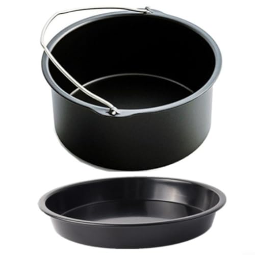 Luftfritteuse Zubehör Set 2-teilig Antihaftbeschichtete Backform Pizzaform Kuchenform Backblech für 6/7/8 Zoll Heißluftfritteuse(9in) von URPIZY