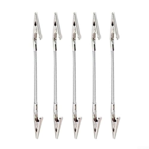 Multifunktionaler Doppelkopf-Clip Metall Spiralhalter 5 Stück Schreibtisch Organizer Halter Vertikale platzsparende Design Silber Fotohalter für Notizen Karten Fotos Konferenzen Ausstellungen(280mm) von URPIZY
