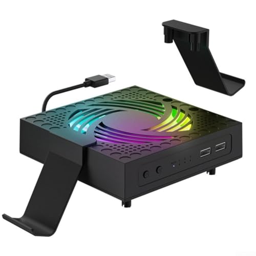 RGB Kühlungsventilator Für Xbox Series X/S Mit Einstellbarer Geschwindigkeit Effiziente Wärmeableitung RGB Beleuchtung Geräuscharm Für Intensives Gaming Aus Widerstandsfähigem ABS 18x16x6cm(Black) von URPIZY