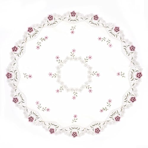 Runde Wiederverwendbare Tischdecke Ländlicher Stil Bestickt Polyester Polypropylen Waschbar Für Zuhause Hotel Hochzeit Party Feier Familientreffen Drei Größenoptionen Elegantes Design(150 * 150cm) von URPIZY