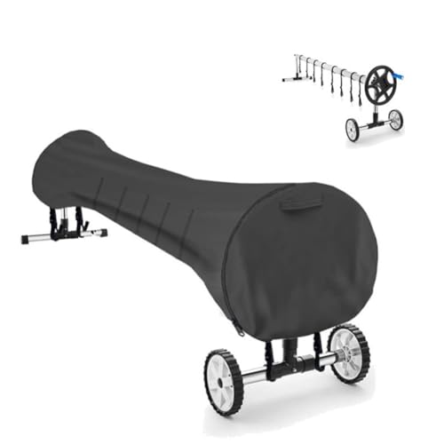 Schwimmbadabdeckung Winter Fest Solarrollen Wasserdicht UV-Beständig 210D Oxford Verstellbare Riemen Reißfest Einfach Reinigung Schwarz Für Pool Schutz Vor Frost Schnee Sonne Außenbereich(A) von URPIZY