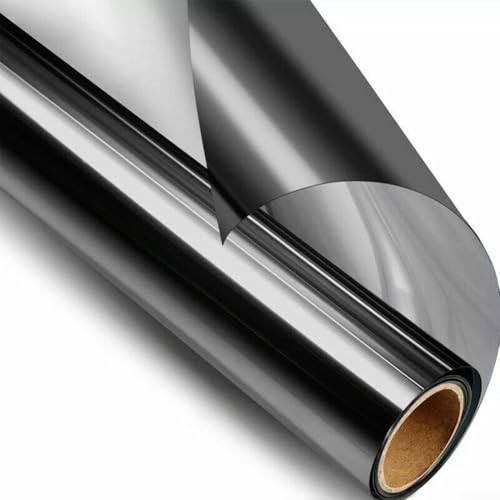 Selbstklebende Spiegelfolie 200CM Sonnenschutz Fensterfolie Wärmeisolierung Sichtschutz Statische Haftung UV-Schutz Infrarotreflektierend PET-Material Für Fenster Glas Schwarz(50cm x 200cm) von URPIZY