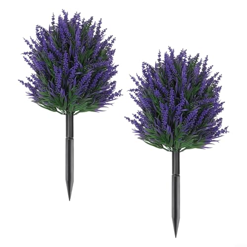 Set Of 2 UV Beständige Künstliche Buchsbaum Lavendel Kugeln Mit Erdspießen Pflegeleicht Realistische Optik für Innen Außen Eingangsbereich Balkon Terrasse Büro 50cm Lila von URPIZY