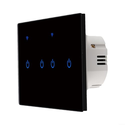 Sleek Black Touch Switch With Voice & Remote Control, Smart Home Compatible(4 Gang-Black) von URPIZY