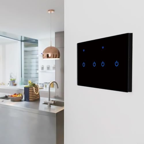 Sleek Black Touch Switch With Voice & Remote Control, Smart Home Compatible(5 Gang-Black) von URPIZY