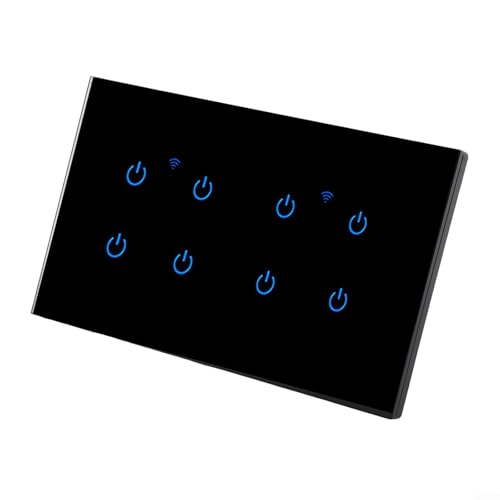 Sleek Black Touch Switch With Voice & Remote Control, Smart Home Compatible(8 Gang-Black) von URPIZY