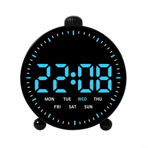 Smart LED Wecker mit Countdown Timer Dual Alarm Datum Anzeige Springende Sekunden Digital Tischuhr Schwarz Weiß(Black) von URPIZY