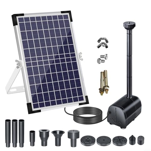 Solar Garten Springbrunnen 10W Solarpumpe mit 5M Kabel Teichpumpe für Vogelbad Außenbereich Wasserpumpe mit Verschiedene Fontänen von URPIZY