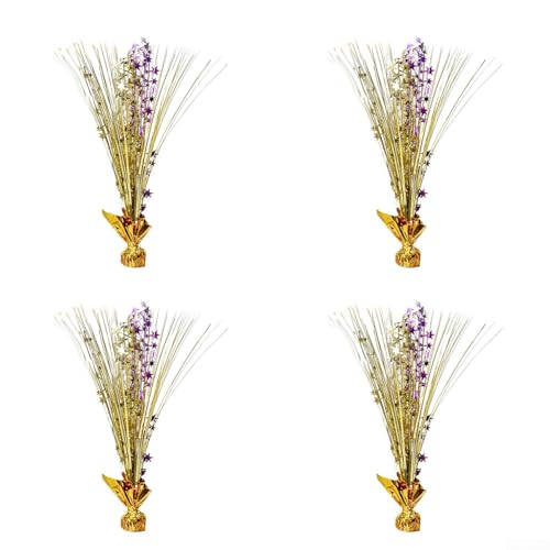 Sternförmige Tischdeko 4er Set mit glitzerndem Überzug 45cm Höhe leichte Kunststoffmaterialien Gold Blau Silber Lila für Hochzeit Geburtstag Jubiläum Event nachhaltig wiederverwendbar(Gold Purple) von URPIZY