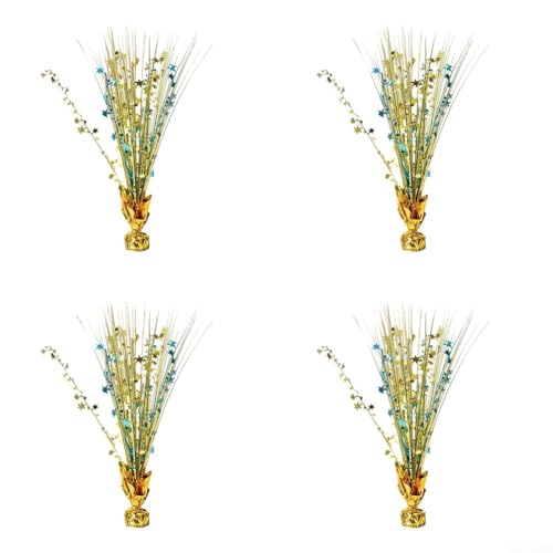 Sternförmige Tischdeko 4er Set mit glitzerndem Überzug 45cm Höhe leichte Kunststoffmaterialien Gold Blau Silber Lila für Hochzeit Geburtstag Jubiläum Event nachhaltig wiederverwendbar(Gold Blue) von URPIZY