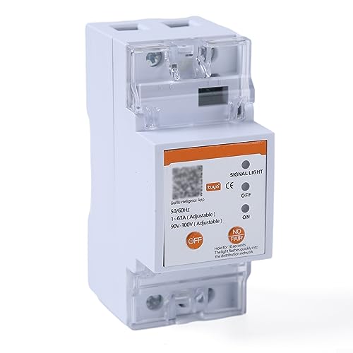 Tuya Smart Meter Einphasig AC 63A, WiFi Energiezähler Din Rail Strom Energie Monitor APP Fernbedienung, Leistungsschalter und Auslaufschutz von URPIZY