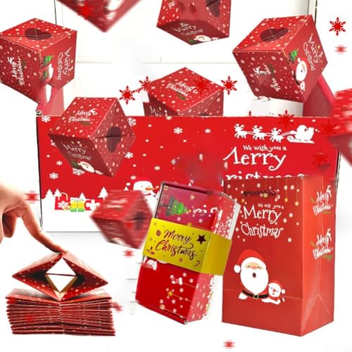 Überraschungsbox mit Konfetti Design für Hochzeit Geburtstag Jubiläum und besondere Anlässe personalisierbar faltbar aus stabilem Papierboard 18,5cm rot für unvergessliche Momente und freudige(Rot) von URPIZY