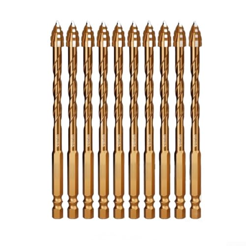 URPIZY 10 Stück Vier-Schneide Gezahnte Exzentrische Bohrer Set Für Mauerwerk Beton Fliesen Ziegel Präzisions Bohrwerkzeug 8Mm Legierter Stahl(8mm) von URPIZY