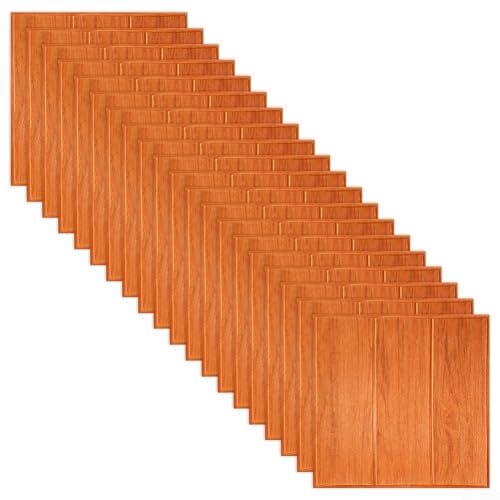 URPIZY 20 Stück 3D-Wandpaneele, Wandpaneele abziehen und aufkleben, wasserdicht, selbstklebende PE-Schaumplatte, 3D-Wandverkleidung, Retro-Paneele für Küche, Bad, Wohnzimmer (orange) von URPIZY