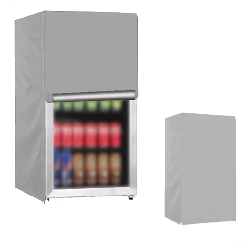URPIZY 210D Oxford Kühlschrank Abdeckung Wasserdicht, Mit Reißverschluss Und Belüftungslöchern Für Ganzjährigen Außenschutz Vor Regen, Schnee Und Schmutz (Grau)(56x59x87cm) von URPIZY