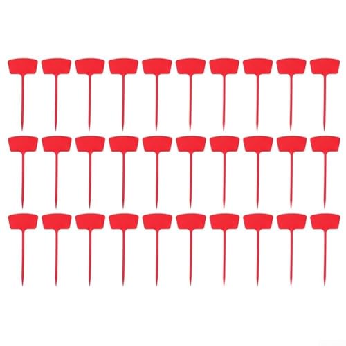 URPIZY 30 Stück Garten Pflanzenschilder Aus Kunststoff 36X15cm, Wetterfest Und Wiederverwendbar, Mehrfarbig Für Pflanzenidentifikation Und Dekoration Im Garten/Hof/Bauernhof(Red) von URPIZY
