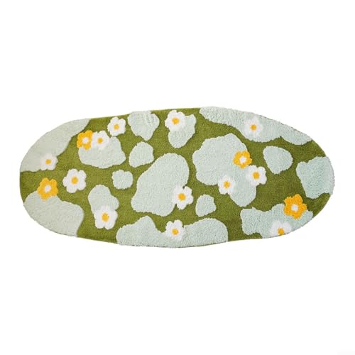 URPIZY 3D Grün Moos Badematte Ultra Dick Weich Saugfähig Rutschfest Mikrofaser TPR Badteppich 51X99cm Badezimmer Wohnzimmer Kinderzimmer(A) von URPIZY