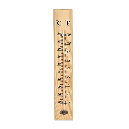 URPIZY 40 cm großes Holz-Thermometer, Gartendekoration, Holz-Thermometer, präzises Raumthermometer für Zuhause, Garten, Gewächshaus, Garage, Büro, Wandmontage, Thermometer von URPIZY