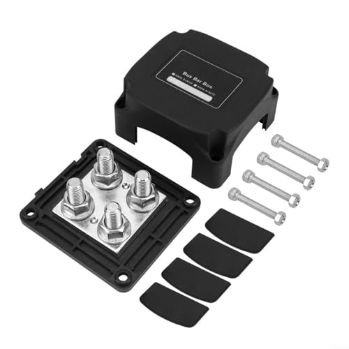 URPIZY 400A Maritimer Stromverteiler Busbar Panel Mit M10 Anschlüssen Für Wohnmobile Boote LKW 12V-48V DC Verstärktes Nylon Kupfer Edelstahl Verteilerkasten(black) von URPIZY