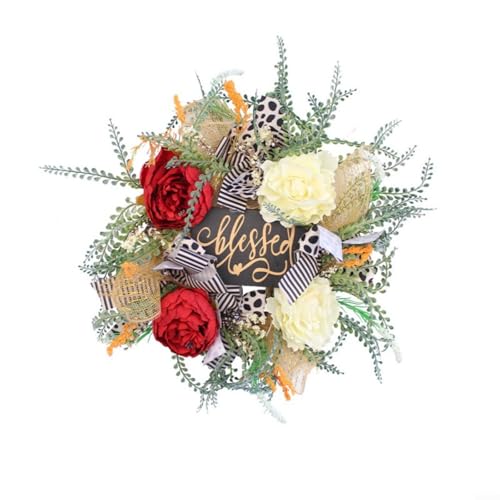 URPIZY 40Cm Haustürkranz Aus Kunststoff, Stoff Und Holzschild, Rustikaler Runder Hängekranz Für Weihnachtsdeko, Geburtstags- Und Festtagsdekoration, Leicht Anzubringen URPIZY 40Cm Haustürkranz Aus Kunststoff, Stoff Und Holzschild, Rustikaler Runder Hängekranz Für Weihnachtsdeko, Geburtstags- Und Festtagsdekoration, Leicht Anzubringen von URPIZY