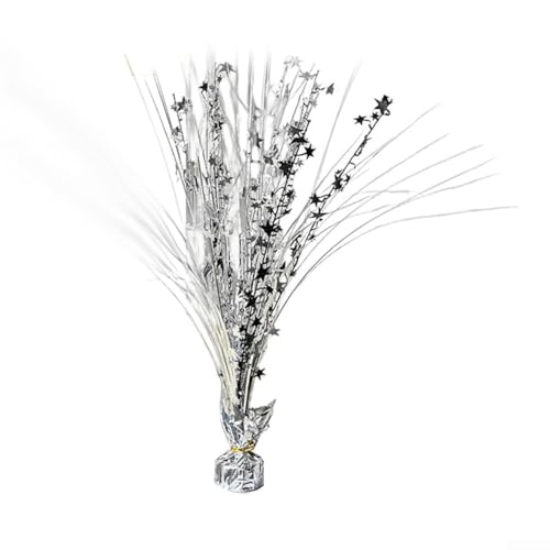 URPIZY 4Er Set Glitzernde Stern Tischdekoration 45 Cm Aus Kunststoff Für Hochzeit Geburtstag Jubiläum Weihnachten Und Festliche Anlässe(Silver Black) von URPIZY