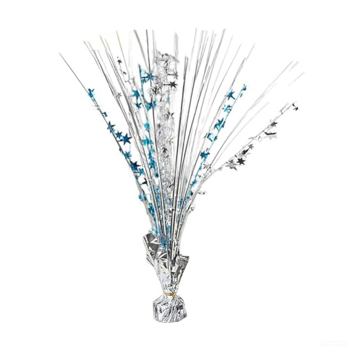 URPIZY 4Er Set Glitzernde Stern Tischdekoration 45 Cm Aus Kunststoff Für Hochzeit Geburtstag Jubiläum Weihnachten Und Festliche Anlässe(Silver Blue) von URPIZY