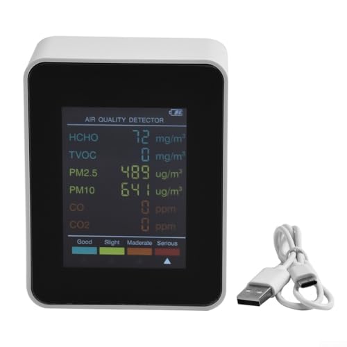 URPIZY 6-in-1 Luftqualitätsmonitor Messgerät Mit PM2.5 PM10 HCHO TVOC Sensor Temperatur Luftfeuchtigkeit Digital LCD Display Für Innen Büro Zuhause URPIZY 6-in-1 Luftqualitätsmonitor Messgerät Mit PM2.5 PM10 HCHO TVOC Sensor Temperatur Luftfeuchtigkeit Digital LCD Display Für Innen Büro Zuhause von URPIZY