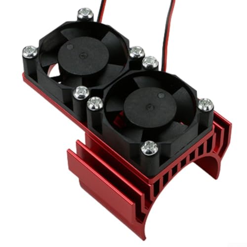 URPIZY Aluminium RC Motor Kühlkörper Mit Doppel 30Mm Lüftern Für 1:10 RC Autos, Kompatibel Mit 540/550 Bürstenmotoren Und 3650/3660 Brushless Motoren, Effiziente Wärmeableitung(Red) von URPIZY