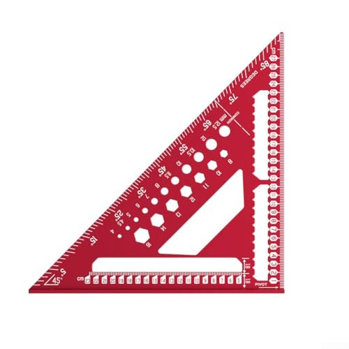 URPIZY Aluminium Winkellineal 305Mm Multifunktionales Anschlagwinkel 45/90 Grad Messlineal Anreißwinkel Mit Doppelseitiger Skala Für Tischler Holzarbeiten(Red) von URPIZY