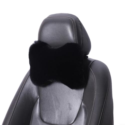 URPIZY Autositz-Nackenkissen, Auto-Nackenkissen, Autositz-Kopfkissen, Kopfstützenkissen, Winter-Plüsch-Kopfkissen, warm, bequem (schwarz) von URPIZY