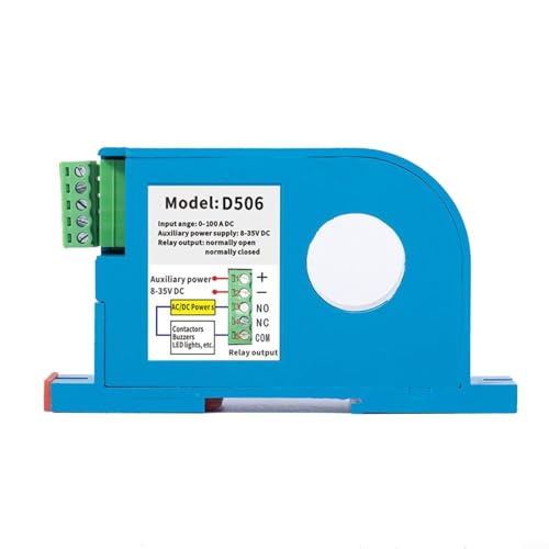 URPIZY DC Stromsensor Durchgangsschalter 0-50A/0-100A DIN-Schienen Strommessgerät Mit Einstellbarer Verzögerung Und LED-Statusanzeige 22Mm(D360-50A DC) von URPIZY