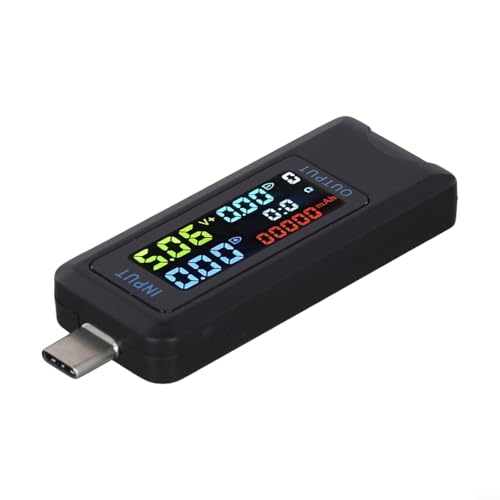 URPIZY Digital Multimeter USB Typ-C Spannungsmesser Stromzähler Mit IPS LCD Display Für Ladegerät Netzteil Stromversorgung Kapazität Leistung Temperatur Prüfgerät(Type-C) von URPIZY