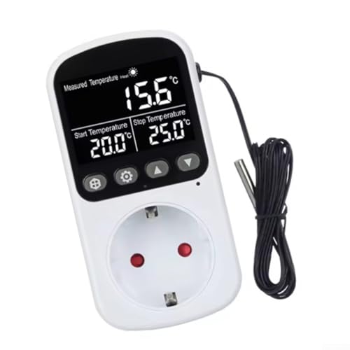 URPIZY Digitale Temperaturregel-Steckdose Mit Großem Display, Countdown-Timer, Temperaturbereich -40 Bis 120°C, Energiesparend, 100–250V AC, Max. 2900W, Für Heiz- Und Kühlgeräte, Weiß URPIZY Digitale Temperaturregel-Steckdose Mit Großem Display, Countdown-Timer, Temperaturbereich -40 Bis 120°C, Energiesparend, 100–250V AC, Max. 2900W, Für Heiz- Und Kühlgeräte, Weiß von URPIZY