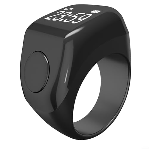 URPIZY Digitaler Gebetszähler Ring: Intelligenter Tasbih Zikr Ring Mit Vibration Und OLED-Display - Muslim Gebetsring Für Männer Und Frauen - 5 Tage Akkulaufzeit(Black) von URPIZY