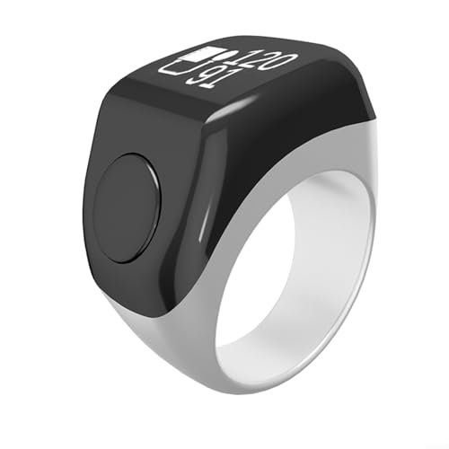 URPIZY Digitaler Gebetszähler Ring: Intelligenter Tasbih Zikr Ring Mit Vibration Und OLED-Display - Muslim Gebetsring Für Männer Und Frauen - 5 Tage Akkulaufzeit(White) von URPIZY