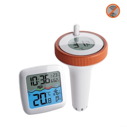 URPIZY Digitales Schwimmendes Pool Thermometer IP67 Wasserdicht Mit Funk Für Schwimmbad Spa Aquarium Mit Echtzeit-Temperaturüberwachung Und Präzisionsmessung von URPIZY