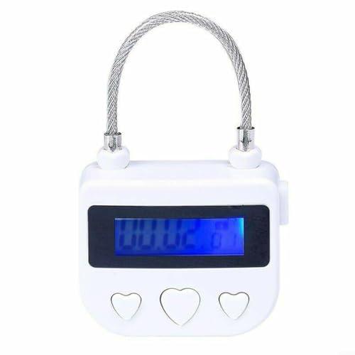 URPIZY Elektronisches Zeitgesteuertes Vorhängeschloss USB Aufladbar Wasserdicht Aus Robustem ABS Und Stahlseil Mit Präziser Zeiteinstellung Bis 99 Std 59 Min, Vielseitig Einsetzbar(White) von URPIZY