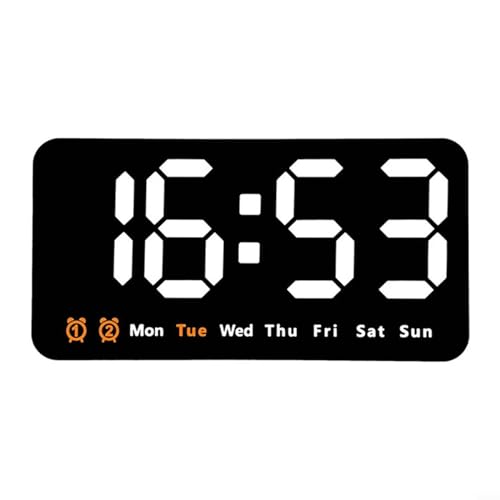 URPIZY Große digitale Wanduhr, LED-Digitalwecker, Nachttisch, High-Definition-LED-Display, Wecker mit Temperaturanzeige, Schreibtischuhr, LED-Digitaluhr (weiß) von URPIZY