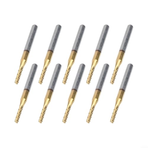 URPIZY Hartmetall Schaftfräser Set 0.8mm X 38Mm Länge CNC Gravur Werkzeuge Mit 1/8 Zoll Schaft Für Leiterplatten Holz Kunststoff Bearbeitung 10 Stück von URPIZY