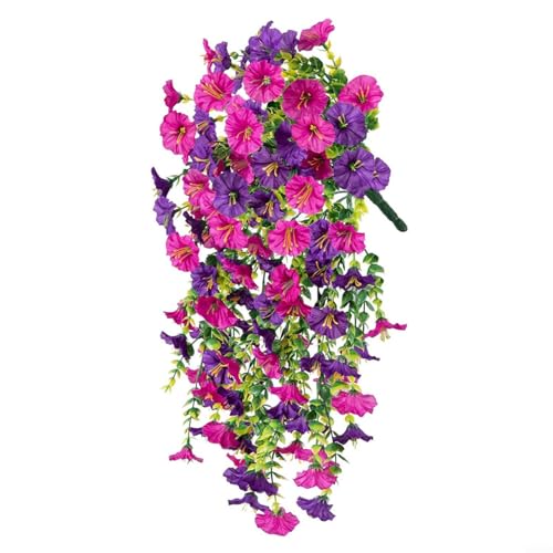 URPIZY Künstliche Hängende Prunkwinde Blumen - Lebensechte Outdoor Dekoration 75cm Lang für Garten Wand Zaun(Lotus + Lila) von URPIZY